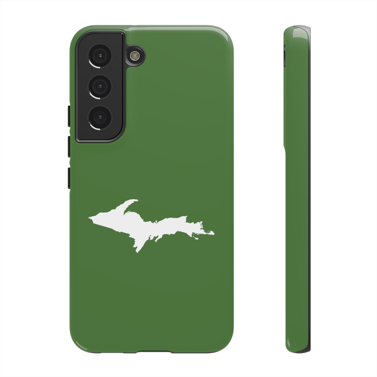 Michigan Upper Peninsula Tough Phone Case (Pine Green w/ UP Outline) | Samsung & Pixel Android