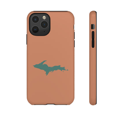 Michigan Upper Peninsula Tough Phone Case (Copper Color w/ Copper Green UP Outline) | Apple iPhone