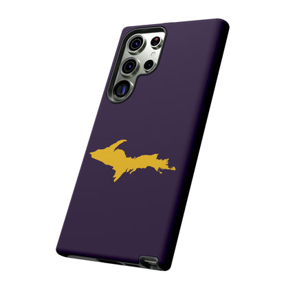 Michigan Upper Peninsula Tough Phone Case (Blackcurrant w/ Gold UP Outline) | Samsung & Pixel Android