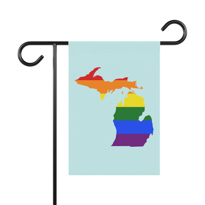 Michigan Rainbow Pride Home & Garden Flag (w/ MI Outline) | Cyan