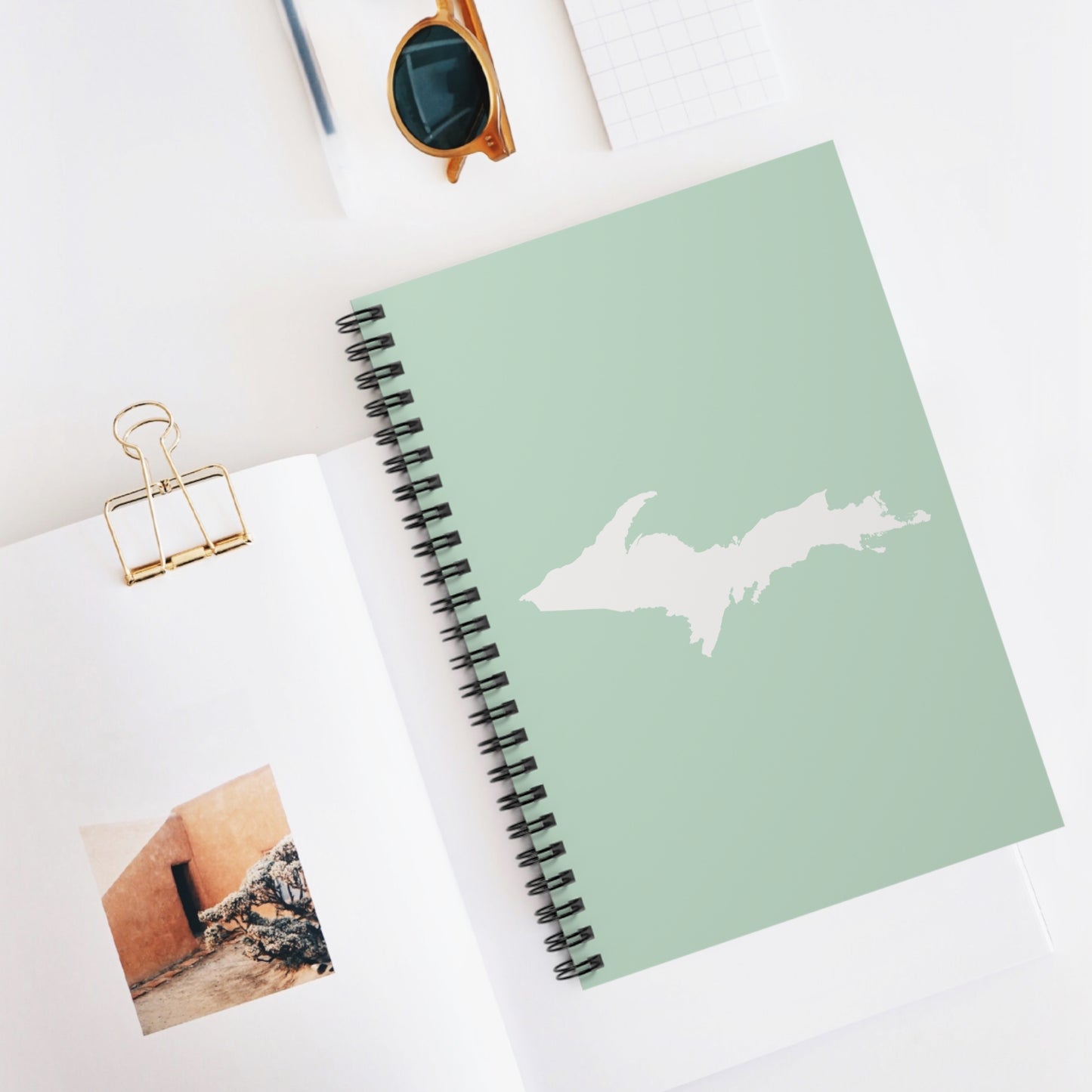 Michigan Upper Peninsula Spiral Notebook (w/ UP Outline) | Sea Green