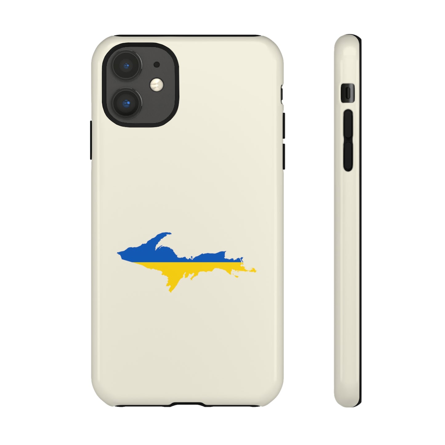 Michigan Upper Peninsula Tough Phone Case (Ivory Color w/ UP Ukraine Flag Outline) | Apple iPhone