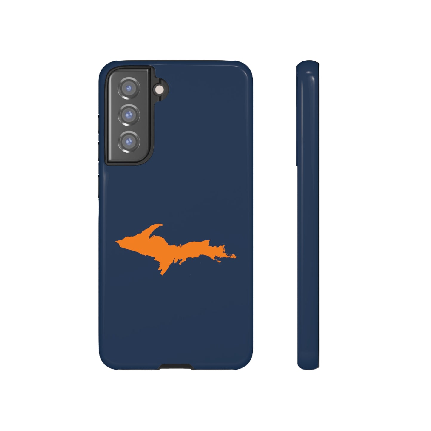 Michigan Upper Peninsula Tough Phone Case (Navy w/ Orange UP Outline) | Samsung & Pixel Android