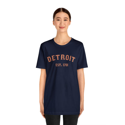 'Detroit EST. 1701' T-Shirt (Copper Ballpark Font) | Unisex Standard