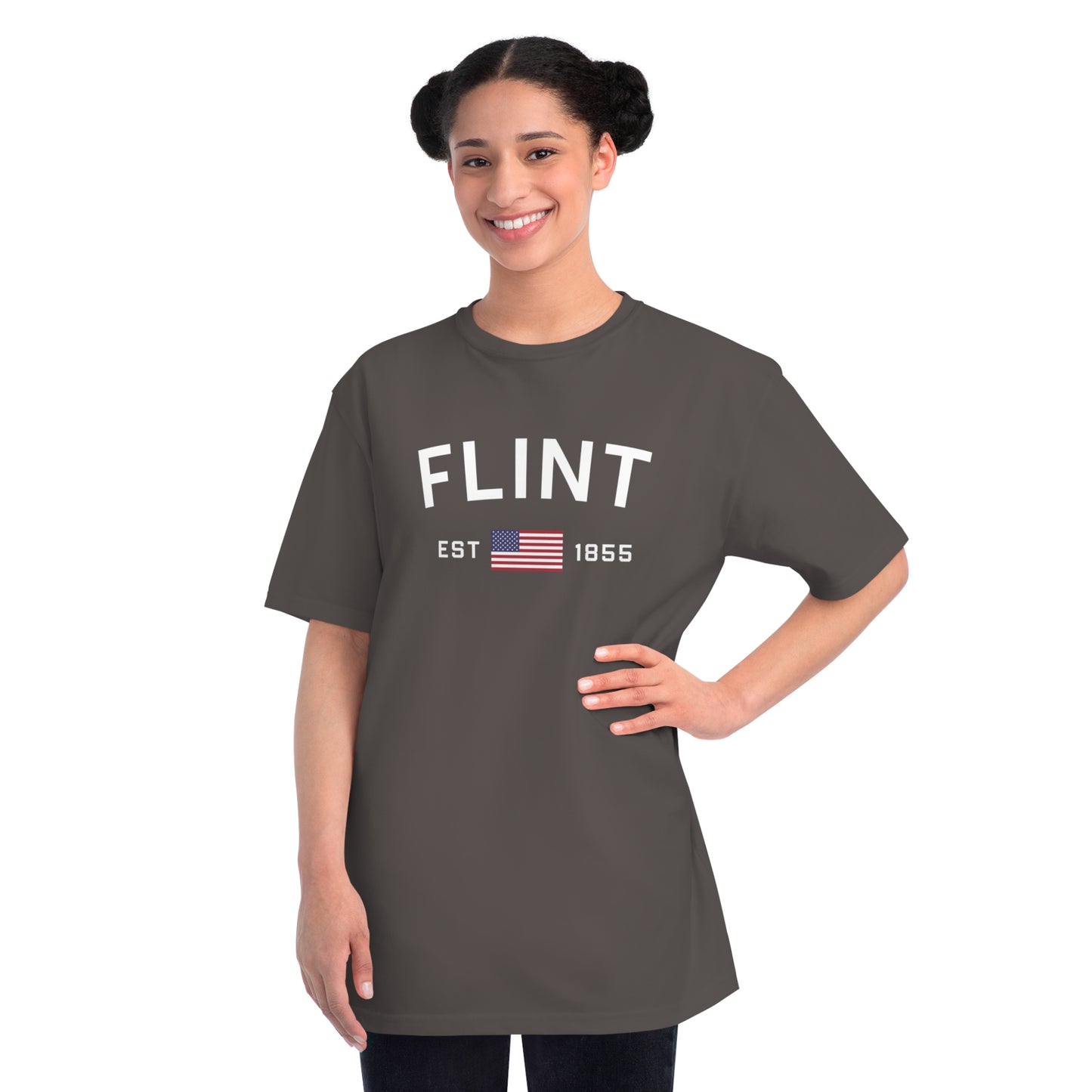 'Flint EST 1855' T-Shirt (w/USA Flag) | Unisex Organic