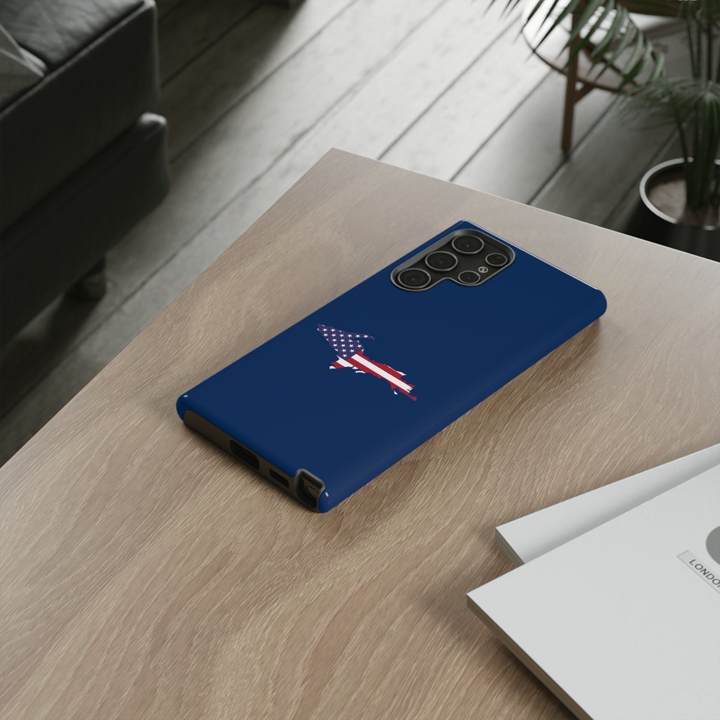 Michigan Upper Peninsula Tough Phone Case (Old Glory Blue w/ UP USA Flag Outline) | Samsung & Pixel Android