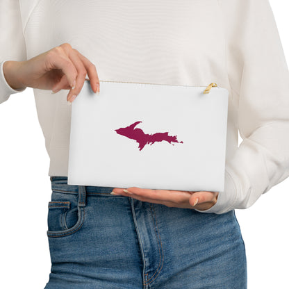 Michigan Upper Peninsula Cosmetic Bag (Ruby Red Outline) | Cotton Canvas