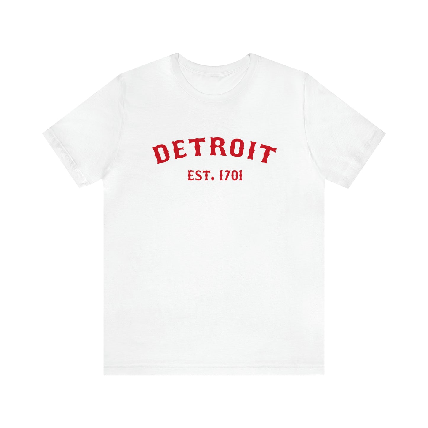 'Detroit EST. 1701' T-Shirt (Aliform Red Ballpark Font) | Unisex Standard