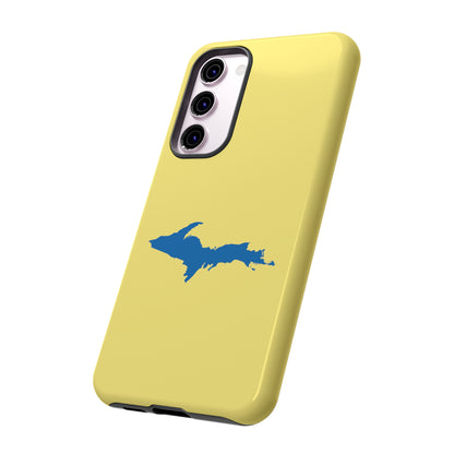 Michigan Upper Peninsula Tough Phone Case (Yellow Cherry w/ Azure UP Outline) | Samsung & Pixel Android