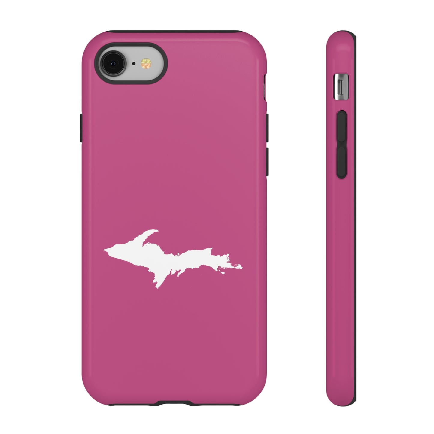 Michigan Upper Peninsula Tough Phone Case (Apple Blossom Pink w/ UP Outline) | Apple iPhone