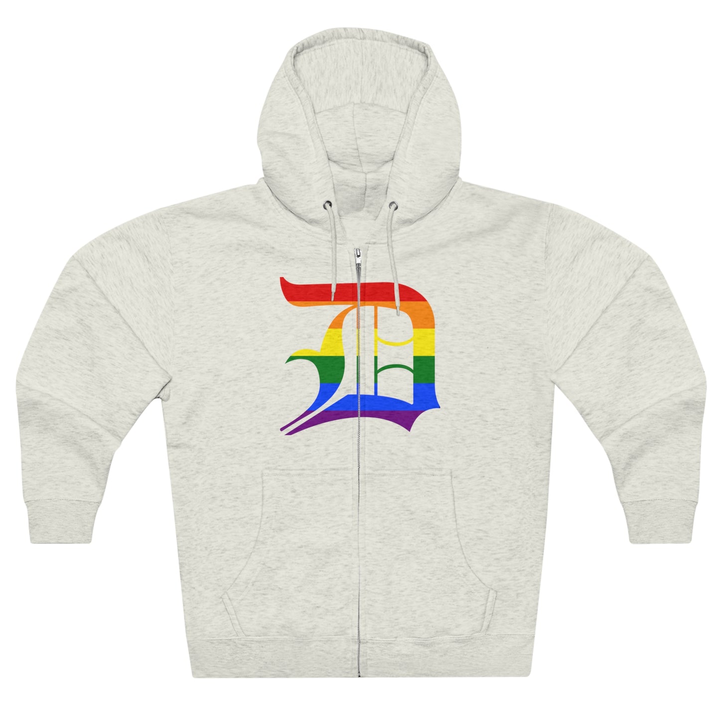 Detroit 'Old English D' Hoodie (Full-Body Rainbow Pride Edition) | Unisex Full Zip