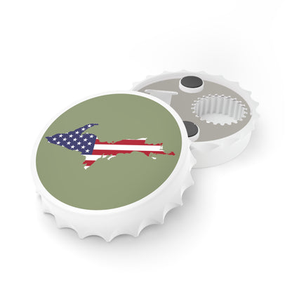 Michigan Upper Peninsula Bottle Opener (w/ UP USA Flag ) | Beachgrass Green