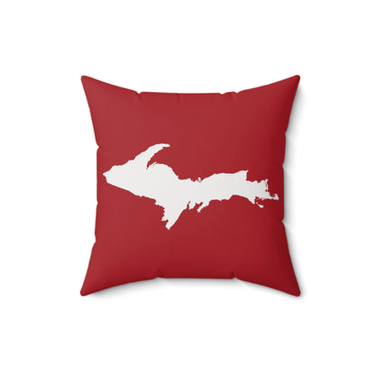 Michigan Upper Peninsula Accent Pillow (w/ UP Outline) | Thimbleberry Red