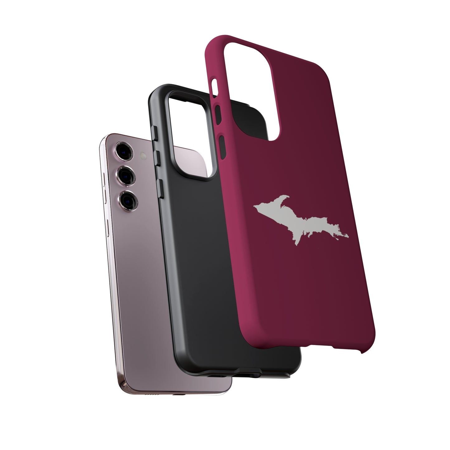 Michigan Upper Peninsula Tough Phone Case (Ruby Red w/ UP Outline) | Samsung & Pixel Android