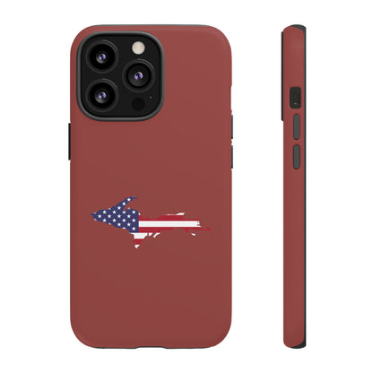 Michigan Upper Peninsula Tough Phone Case (Ore Dock Red w/ UP USA Flag Outline) | Apple iPhone