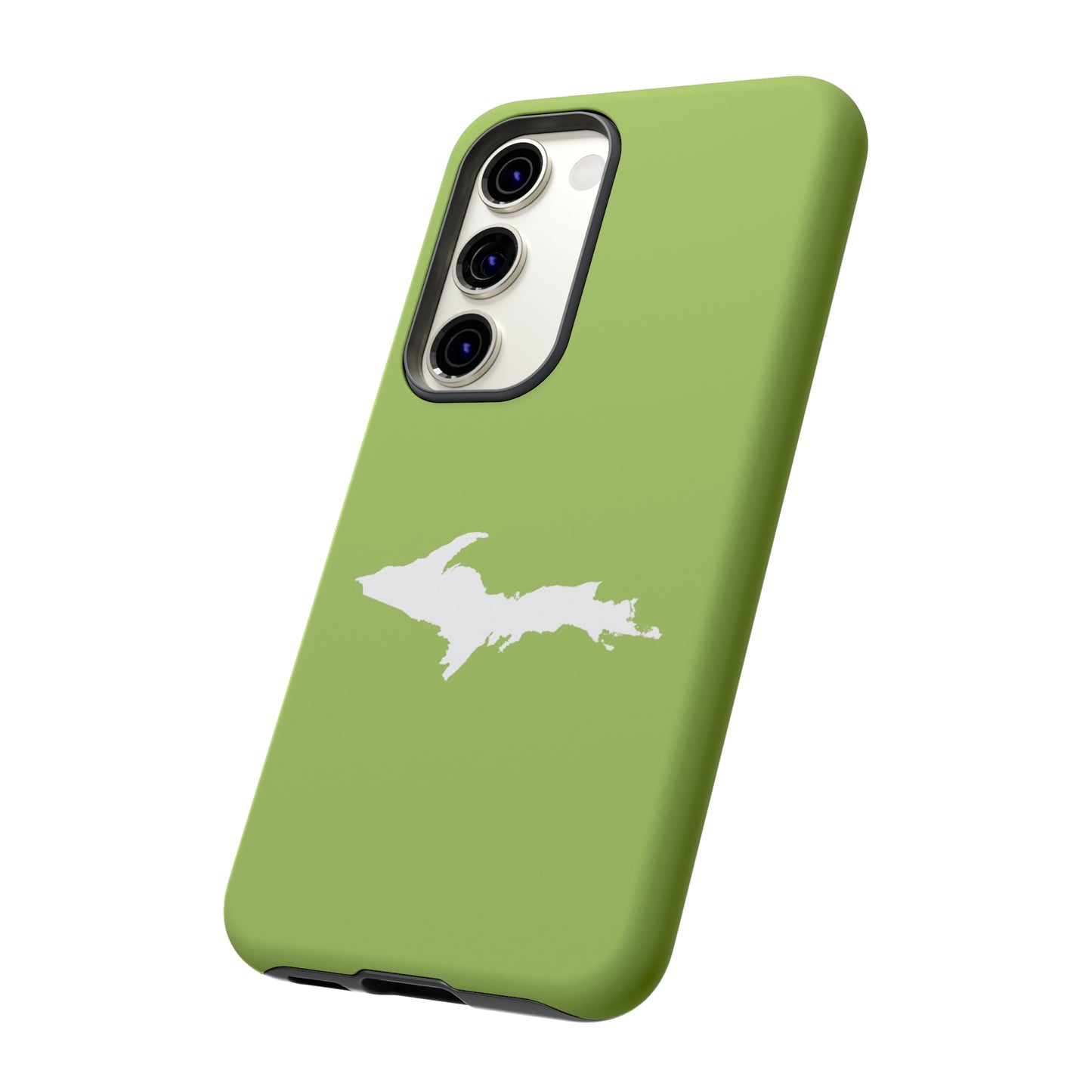 Michigan Upper Peninsula Tough Phone Case (Gooseberry Green w/ UP Outline) | Samsung & Pixel Android