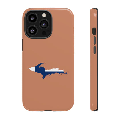 Michigan Upper Peninsula Tough Phone Case (Copper Color w/ UP Finland Flag Outline) | Apple iPhone