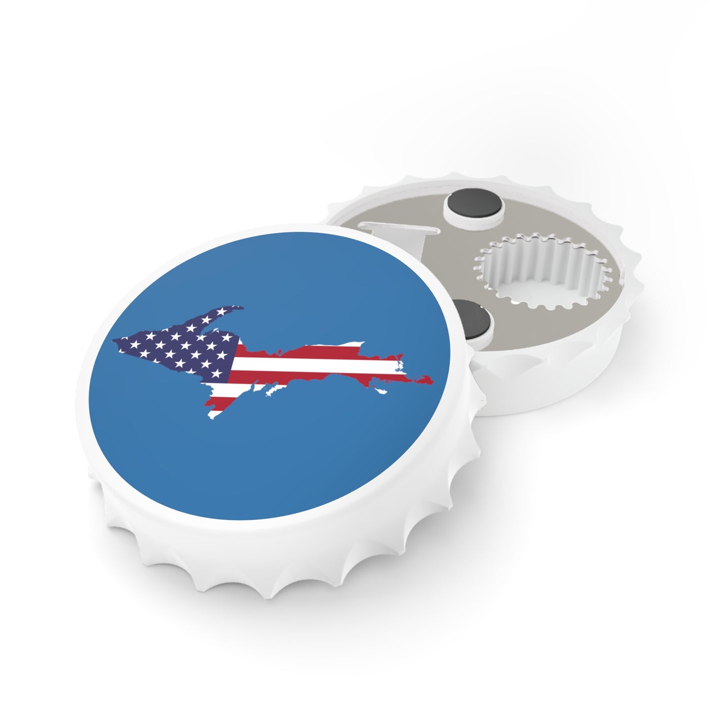 Michigan Upper Peninsula Bottle Opener (w/ UP USA Flag ) | Lake Superior Blue