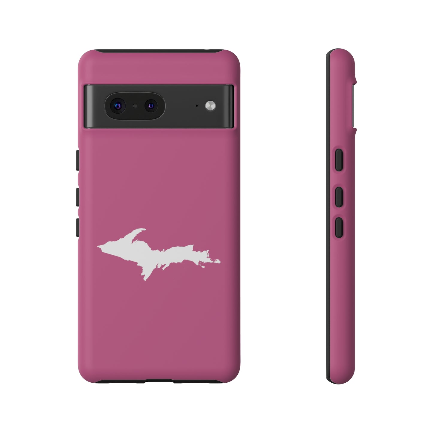 Michigan Upper Peninsula Tough Phone Case (Apple Blossom Pink w/ UP Outline) | Samsung & Pixel Android