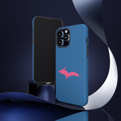 Michigan Upper Peninsula Tough Phone Case (Lake Superior Blue w/ Pink UP Outline) | Apple iPhone