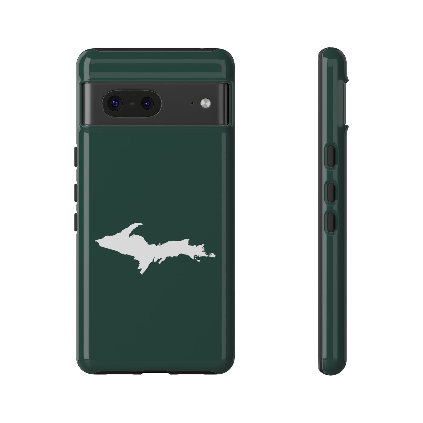 Michigan Upper Peninsula Tough Phone Case (Green w/ White UP Outline) | Samsung & Pixel Android