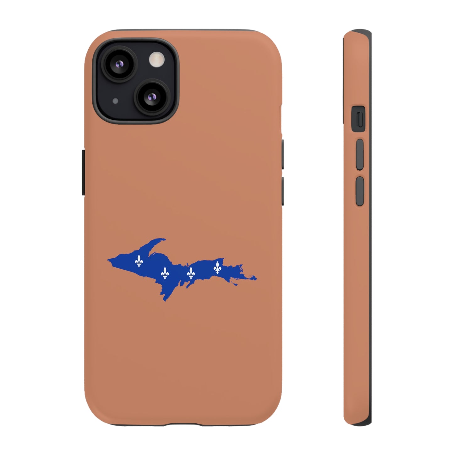 Michigan Upper Peninsula Tough Phone Case (Copper Color w/ UP Quebec Flag Outline) | Apple iPhone