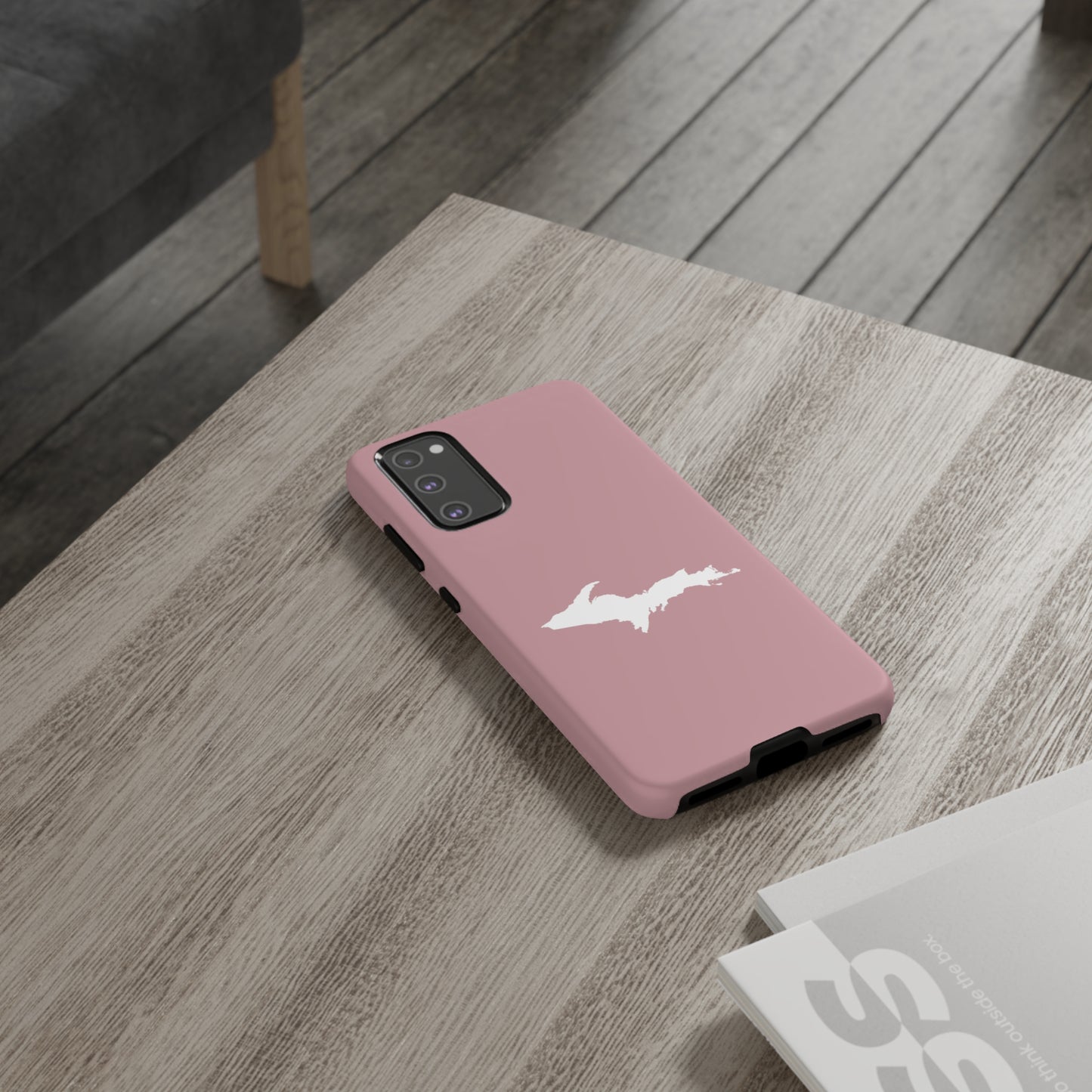 Michigan Upper Peninsula Tough Phone Case (Cherry Blossom Color w/ UP Outline) | Samsung & Pixel Android