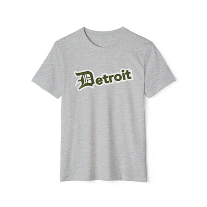 Detroit' T-Shirt (Army Green Old English 'D') | Unisex Recycled Organic