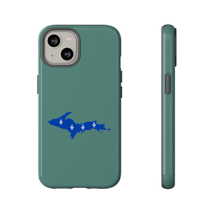 Michigan Upper Peninsula Tough Phone Case (Copper Green w/ UP Quebec Flag Outline) | Apple iPhone