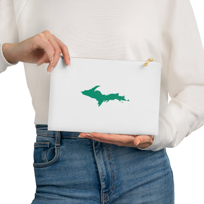 Michigan Upper Peninsula Cosmetic Bag (Emerald Green Outline) | Cotton Canvas