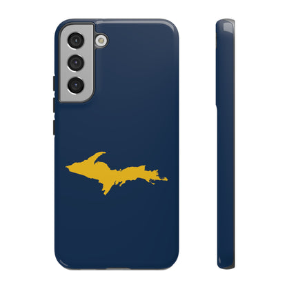 Michigan Upper Peninsula Tough Phone Case (Navy w/ Gold UP Outline) | Samsung & Pixel Android