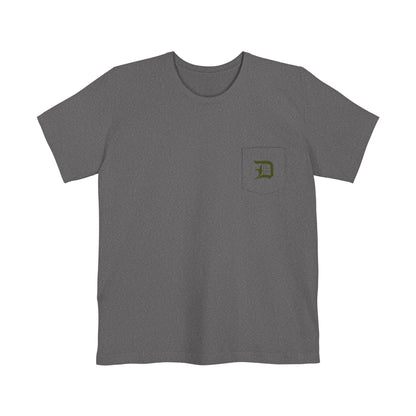 Detroit 'Old English D' Pocket T-Shirt (Army Green) | Unisex Standard