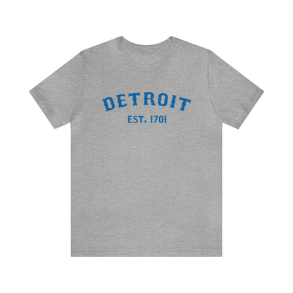 'Detroit EST. 1701' T-Shirt (Azure Ballpark Font) | Unisex Standard