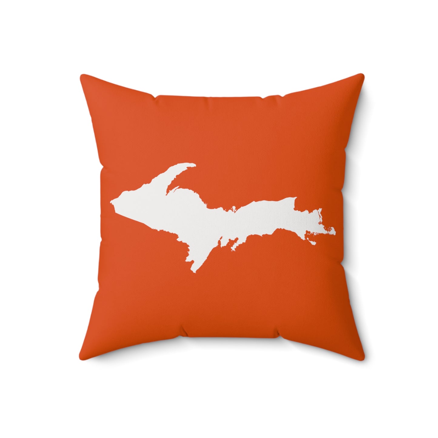 Michigan Upper Peninsula Accent Pillow (w/ UP Outline) | Maple Leaf Orange