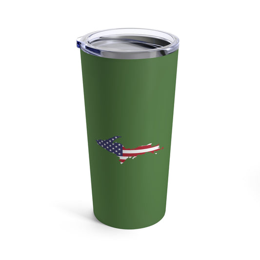 Michigan Upper Peninsula Tumbler (w/ UP USA Flag) | Pine Green - 20oz