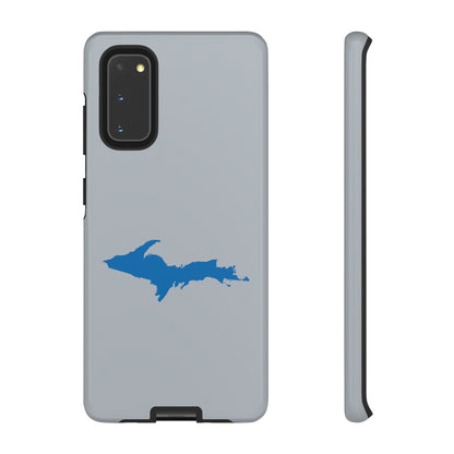 Michigan Upper Peninsula Tough Phone Case (Silver w/ Azure UP Outline) | Samsung & Pixel Android