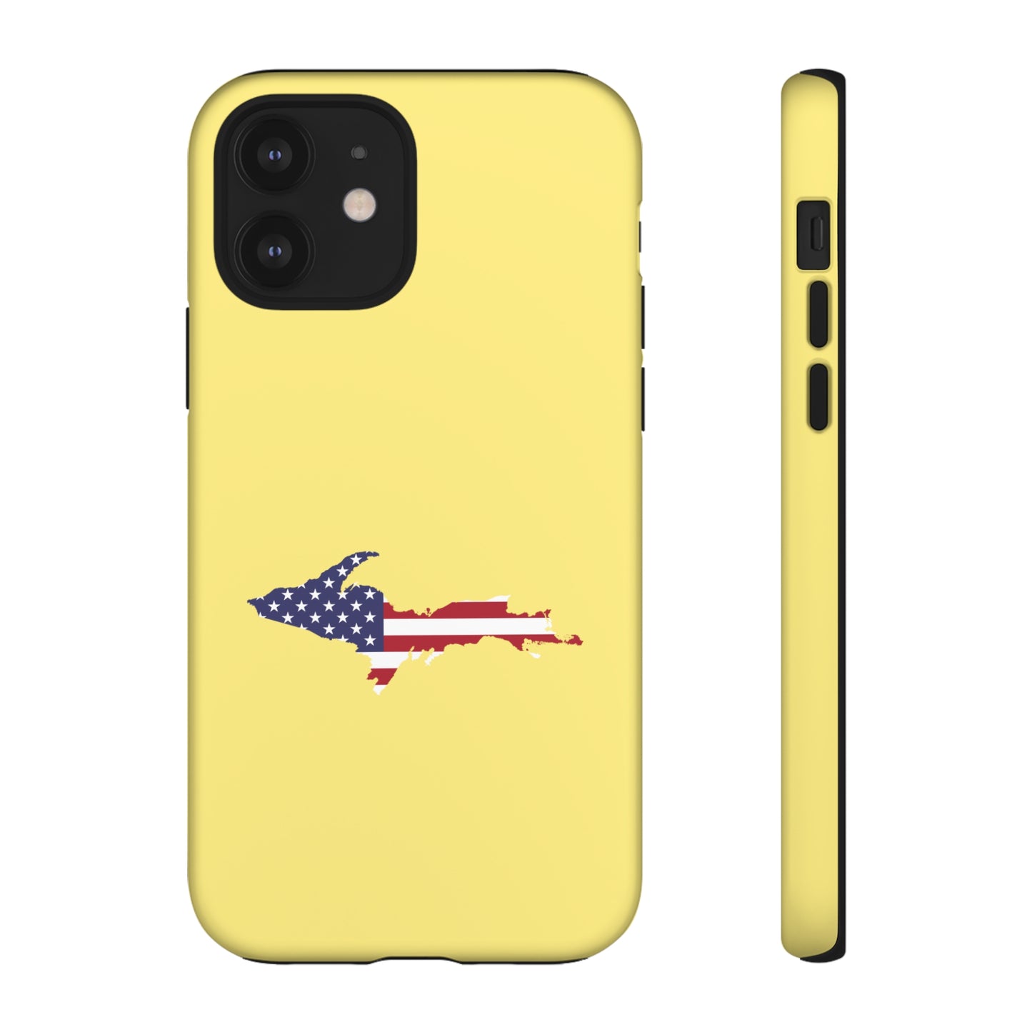 Michigan Upper Peninsula Tough Phone Case (Yellow Cherry Color w/ UP USA Outline) | Apple iPhone