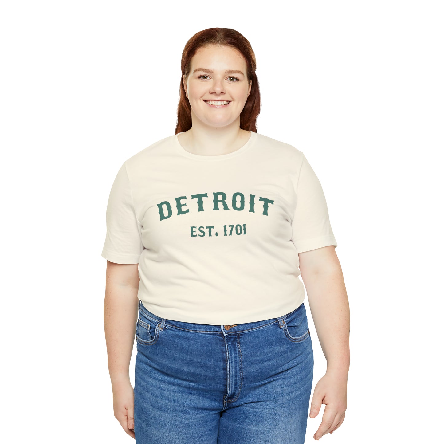 'Detroit EST. 1701' T-Shirt (Copper Green Ballpark Font) | Unisex Standard