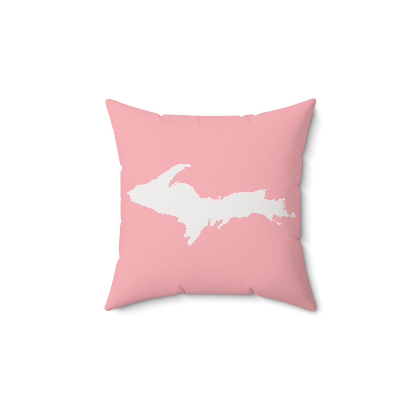 Michigan Upper Peninsula Accent Pillow (w/ UP Outline) | Strawberry Pink