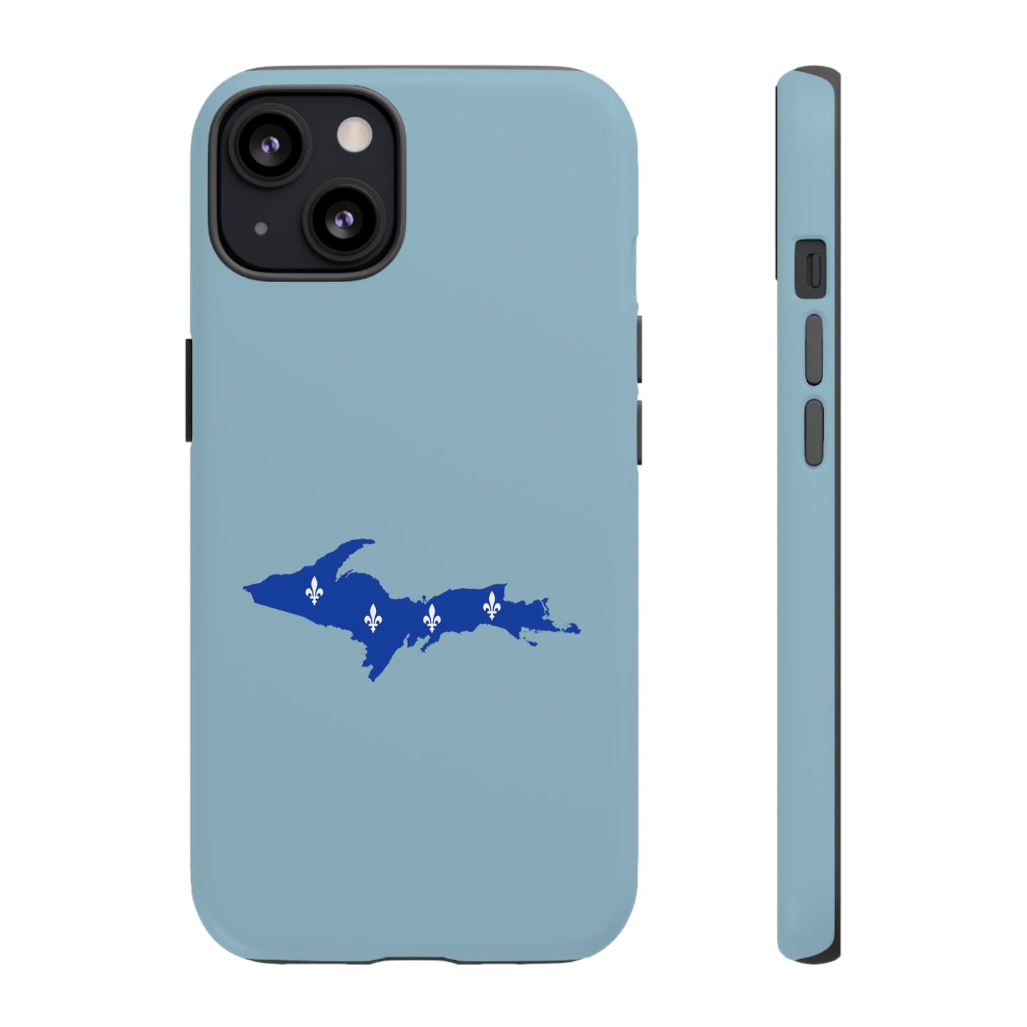 Michigan Upper Peninsula Tough Phone Case (Opal Blue w/ UP Quebec Flag Outline) | Apple iPhone