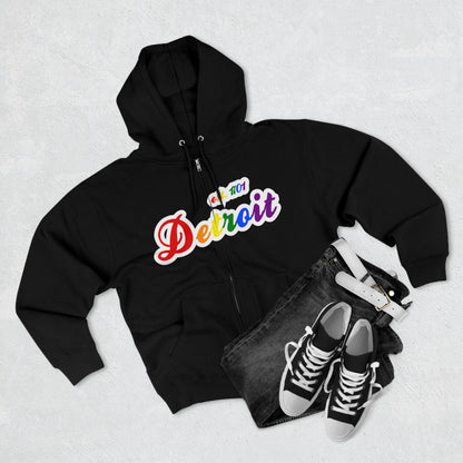 'Detroit EST 1701' Hoodie (Rainbow Pride Script Font) | Unisex Full Zip