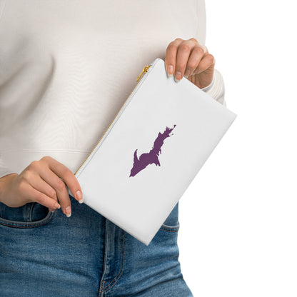 Michigan Upper Peninsula Cosmetic Bag (Plum Outline) | Cotton Canvas