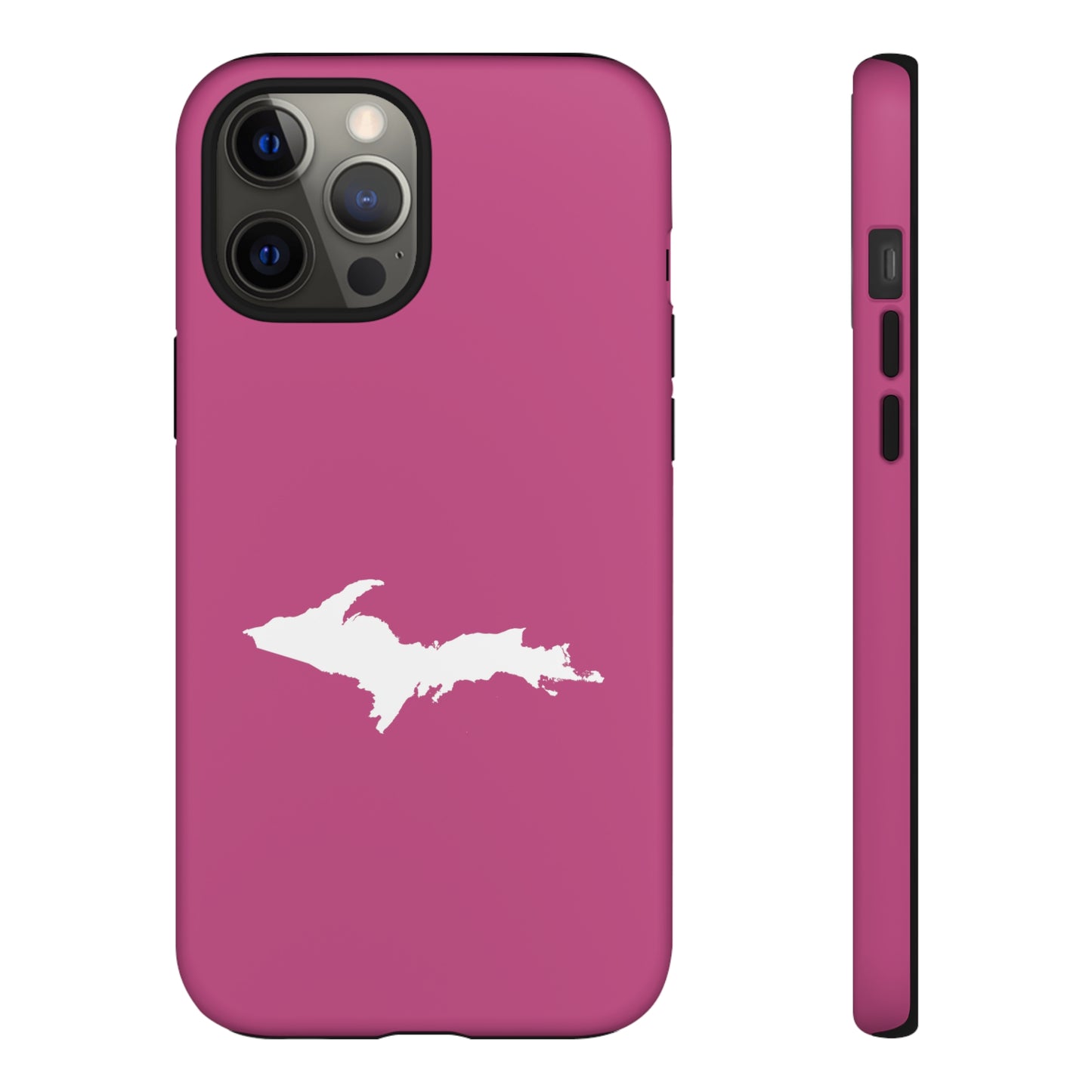 Michigan Upper Peninsula Tough Phone Case (Apple Blossom Pink w/ UP Outline) | Apple iPhone