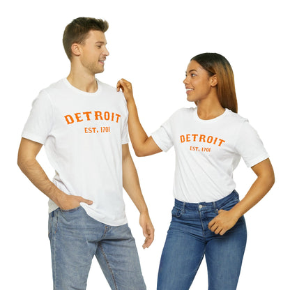 Detroit EST. 1701' T-Shirt (Orange Ballpark Font) | Unisex Standard