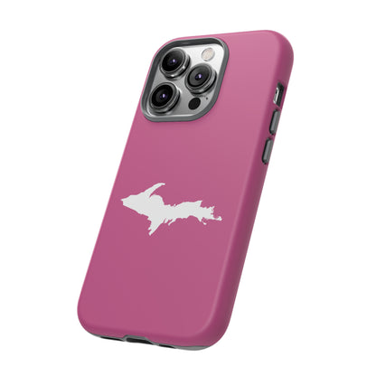 Michigan Upper Peninsula Tough Phone Case (Apple Blossom Pink w/ UP Outline) | Apple iPhone