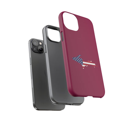 Michigan Upper Peninsula Tough Phone Case (Ruby Red w/ UP USA Flag Outline) | Apple iPhone