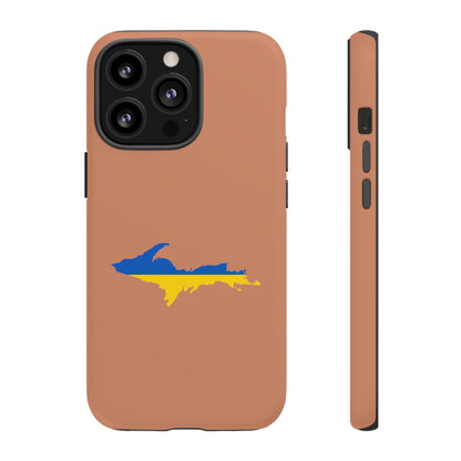 Michigan Upper Peninsula Tough Phone Case (Copper Color w/ UP Ukraine Flag Outline) | Apple iPhone