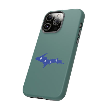 Michigan Upper Peninsula Tough Phone Case (Copper Green w/ UP Quebec Flag Outline) | Apple iPhone