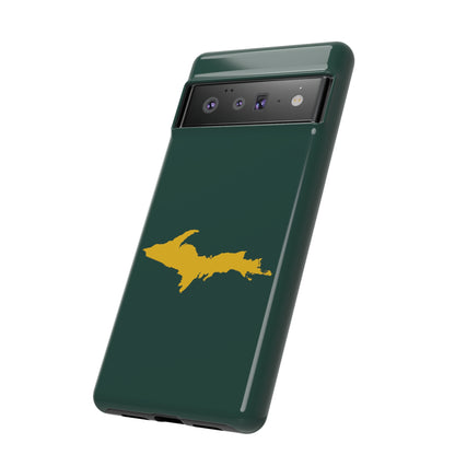 Michigan Upper Peninsula Tough Phone Case (Green w/ Gold UP Outline) | Samsung & Pixel Android