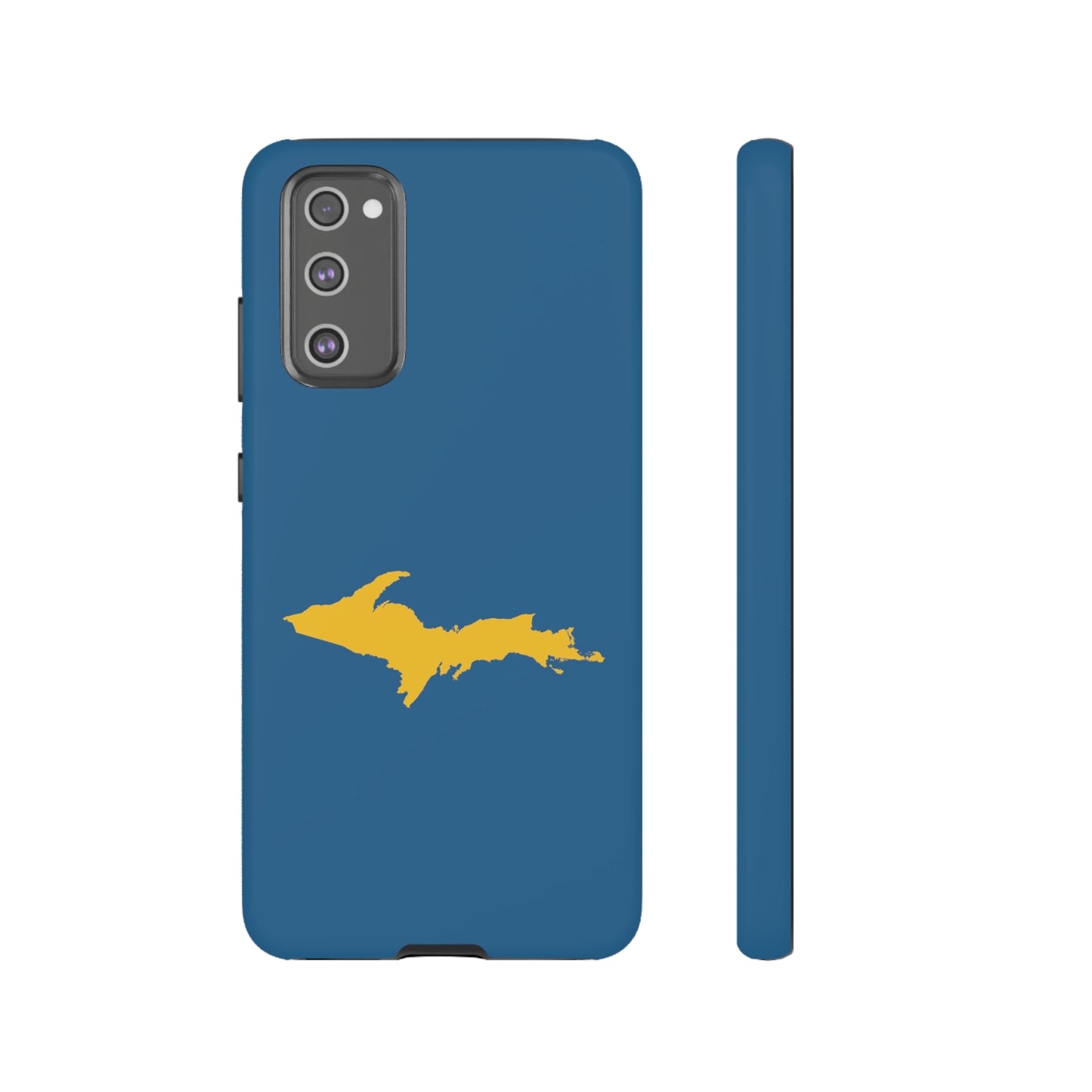 Michigan Upper Peninsula Tough Phone Case (Blueberry w/ Gold UP Outline) | Samsung & Pixel Android